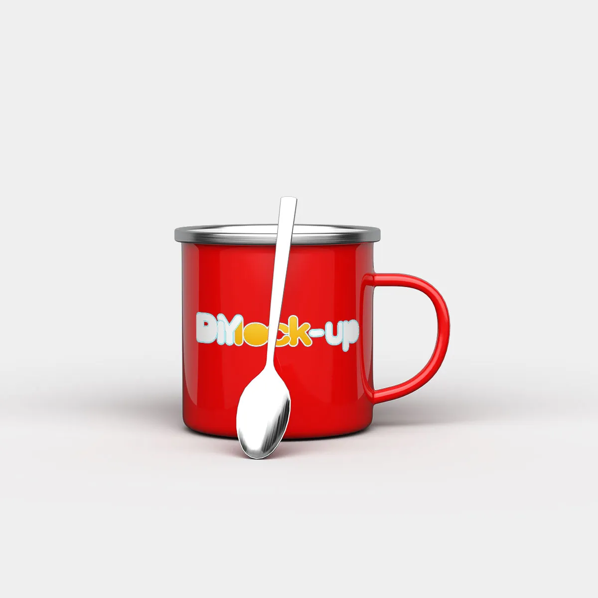 red enamel mug with a spoon