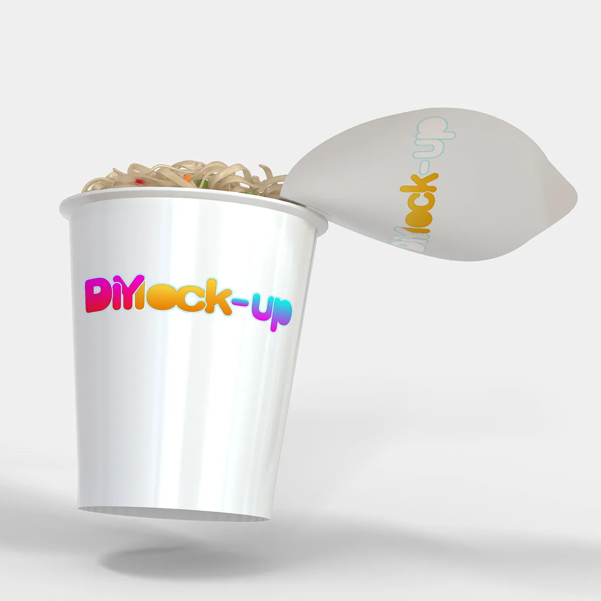white cup of ramen with opened lid