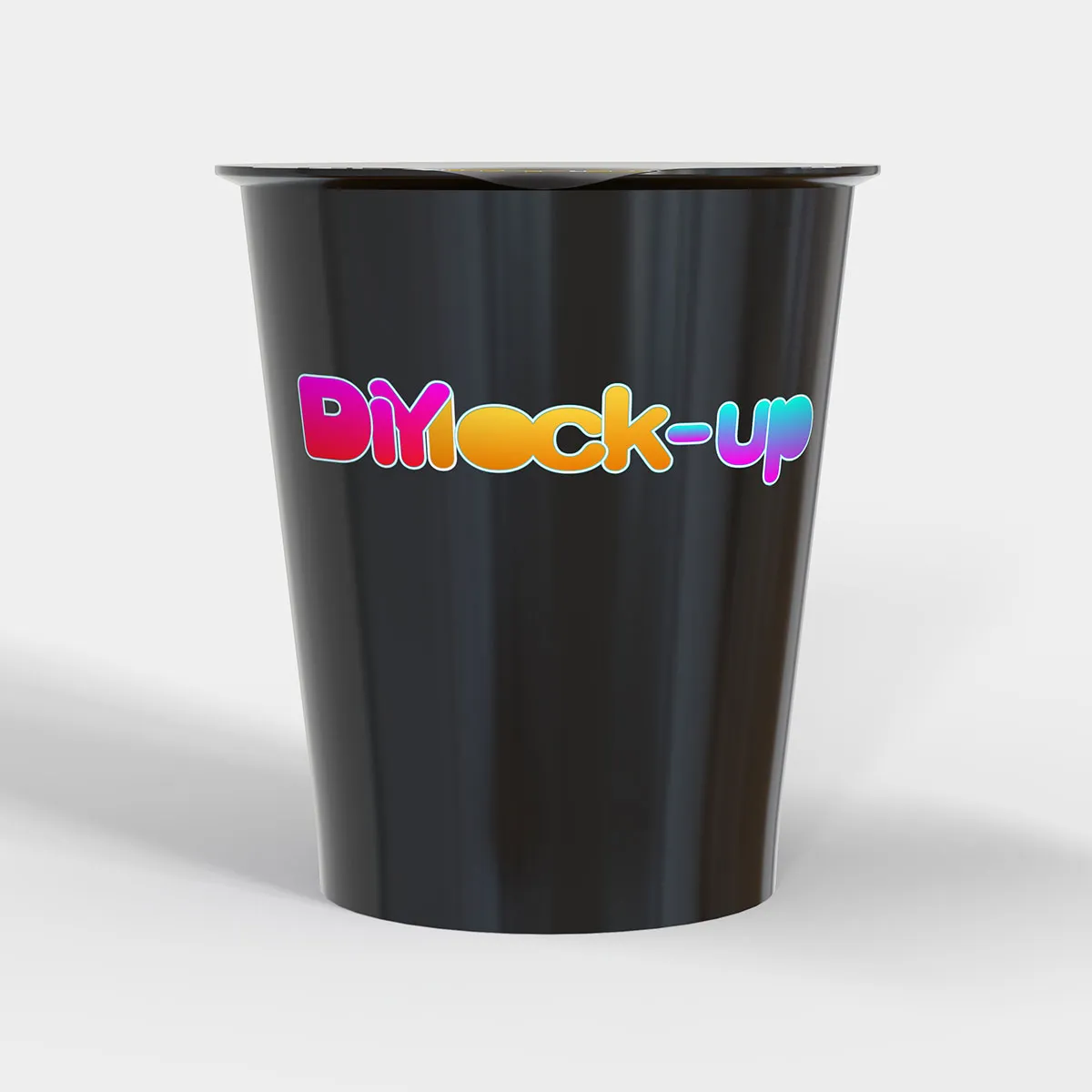 black cup of ramen from front angle