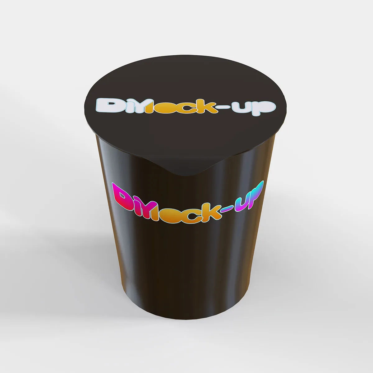 black cup of ramen from top angle