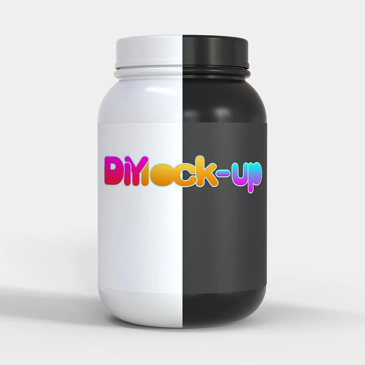 protein powder container in white and black color