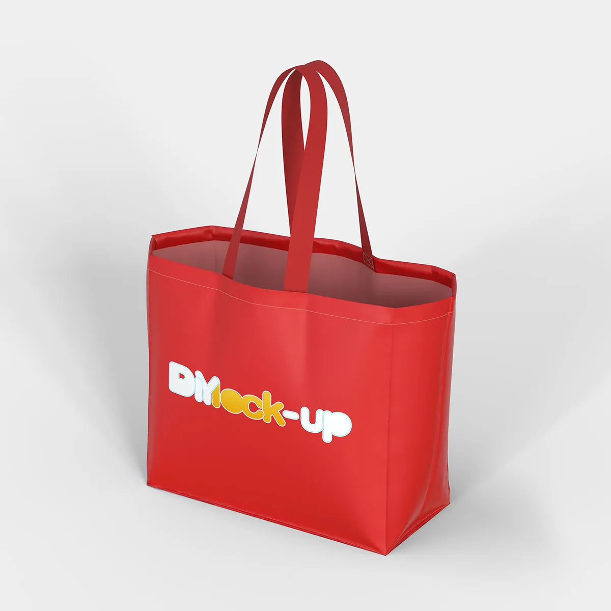 reusable grocery bag in red color in diagonal view