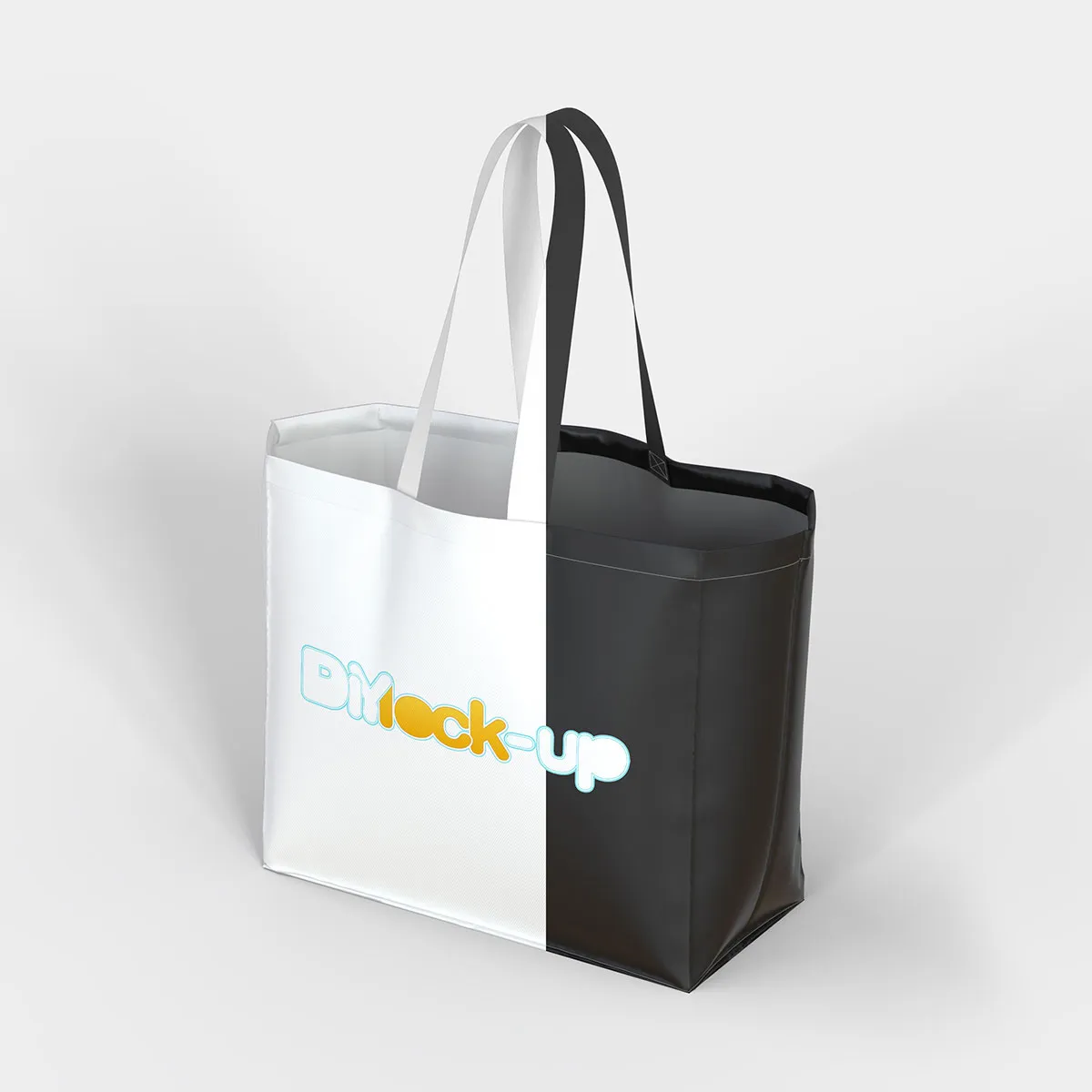 reusable grocery bag in black and white color in diagonal view