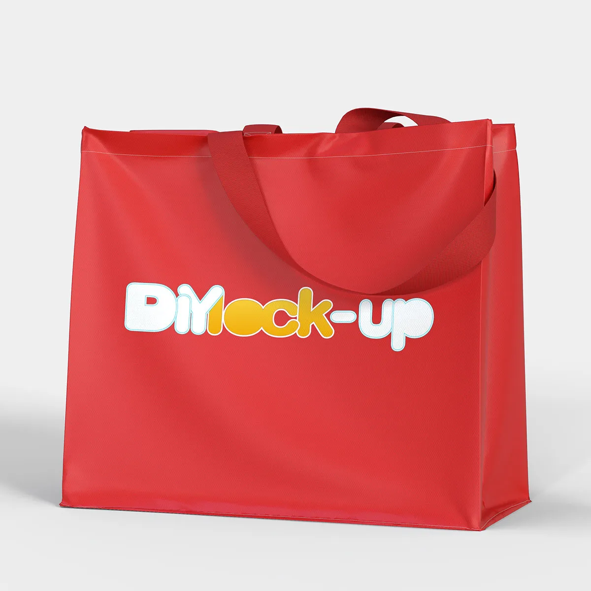 reusable grocery bag in red color with drooping handles
