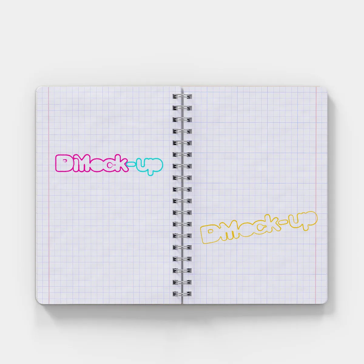 top view of a opened notebook with a grid pattern