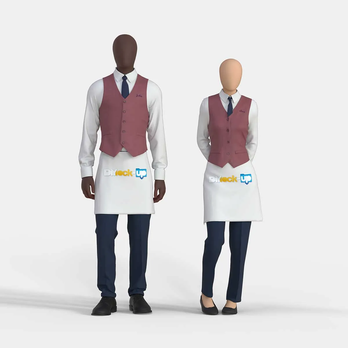 bartenders man and a woman wearing a modern uniform